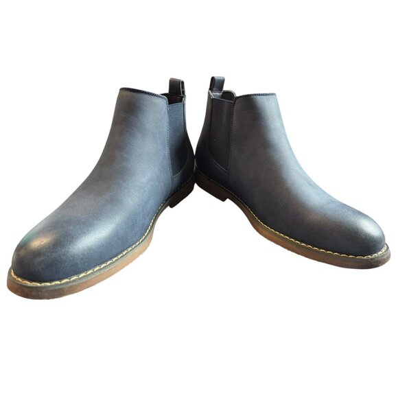 Men's Chelsea Slip On Ankle Boots Size 8 Leather Upper & Rubber Sole Black - Picture 7 of 8